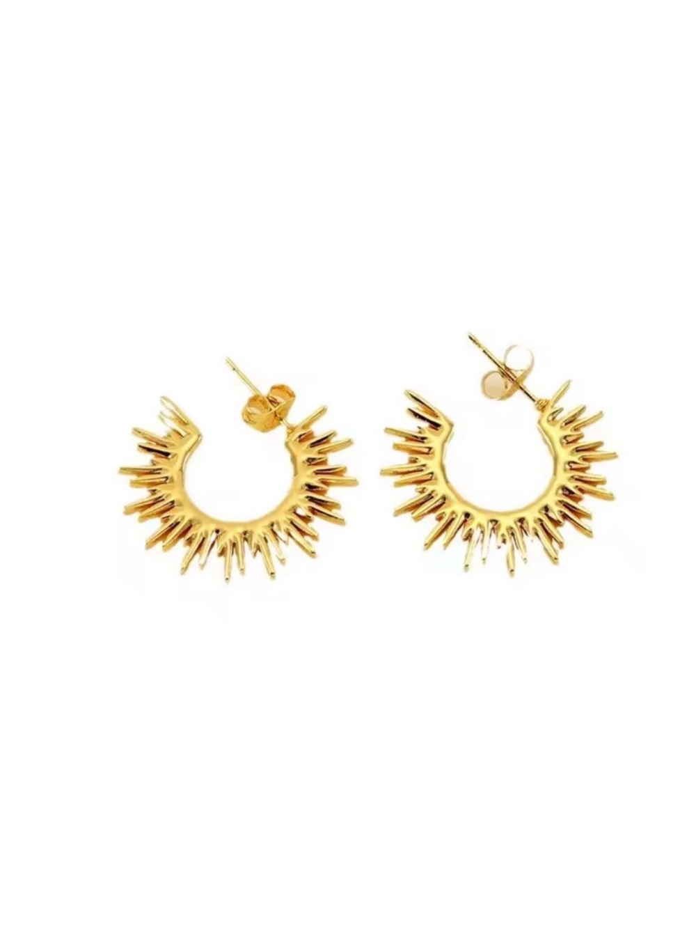 Sunburst 18K Gold Plated Stainless Steel Earrings - Picture 3 of 6